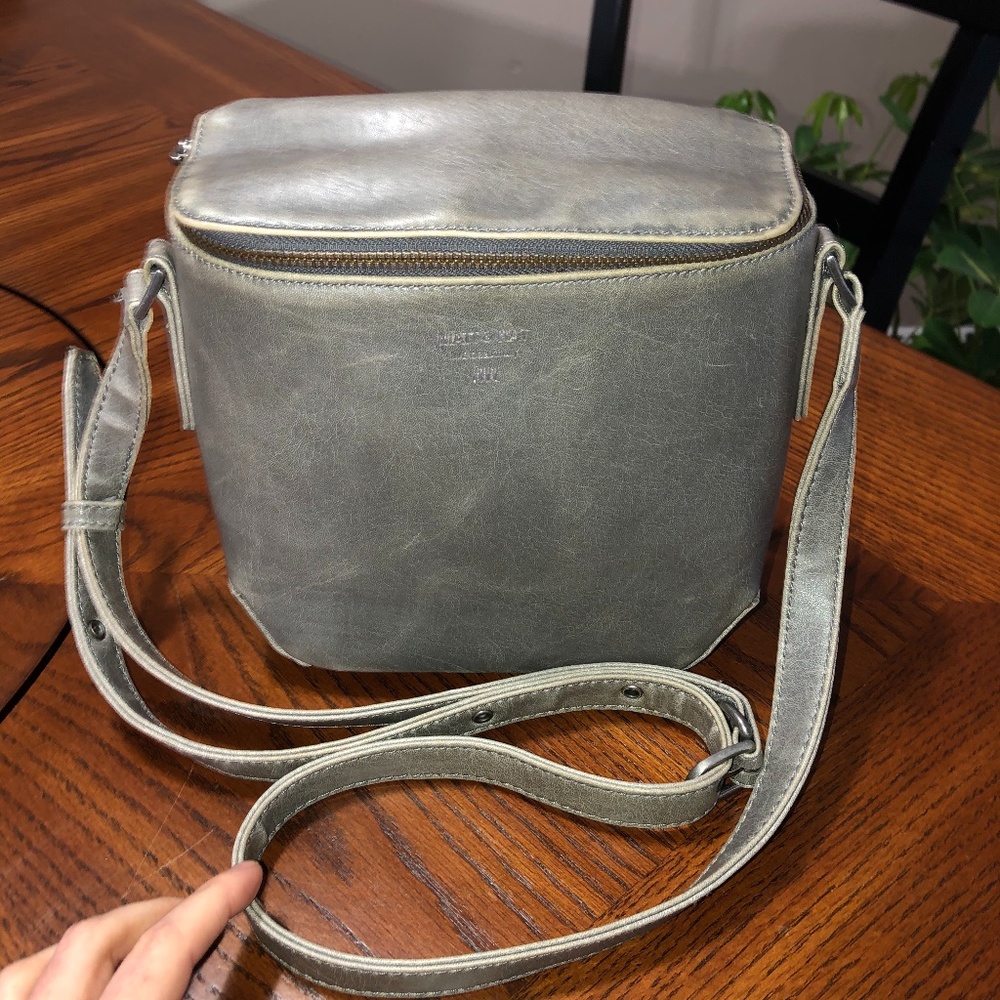 Leather Crossbody Bag in Metallic Gray - Women
